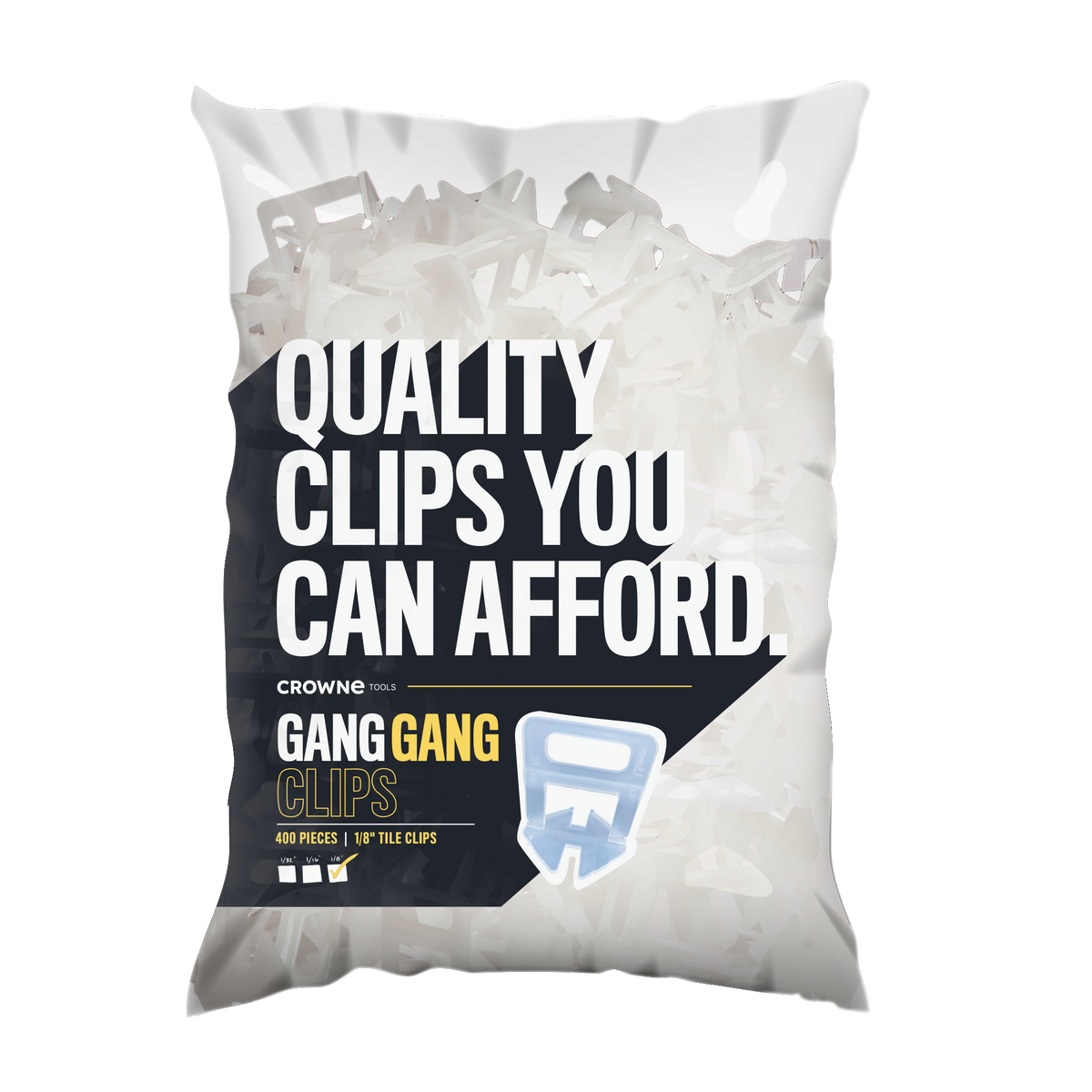 Gang Gang 1/16 inch Tile Leveling Clips - Bag of 400 - For Professional Floor Installation